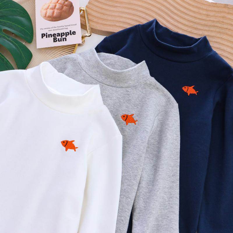 儿童打底衫半高领男宝宝长袖T恤男童春秋季新款纯棉小男孩中领T恤