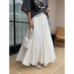 Gary 宝藏NEIHE内赫松紧腰重磅用料不规则拼接大摆半身裙女春季