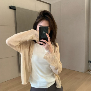 温柔风微透减龄气质V领针织 女法式 Gary 宝藏Hers一勺甜2026夏装