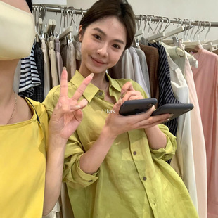 Gary 宝藏Hers一勺甜春夏韩系慵懒风舒适苎麻百搭纯色翻领长袖