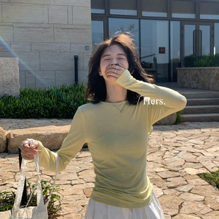 Gary 宝藏Hers一勺甜春夏韩系简约后背镂空设计暗纹套头圆领长袖