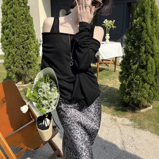 双层荡领一字肩两穿通勤百搭长袖 Gary 宝藏GRACETINAHOO春新法式