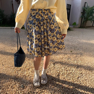 Gary 宝藏Hers一勺甜春夏女韩系复古度假风小众气质印花五分