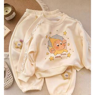 女童星星人套装春季2026新款儿童洋气长袖卫衣两件套女孩春秋装潮