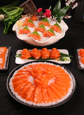 仿真刺身三文鱼食品模型假菜样品