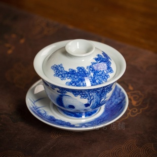 【彧兮竹柴窑】熊猫三才盖碗150cc 手工手绘景德镇茶具