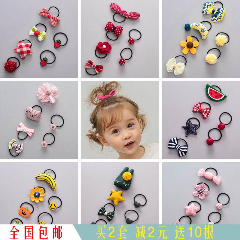 韩版手工布艺女童?#39134;?#21457;饰宝宝小发圈不伤发儿童发饰可爱卡通皮筋