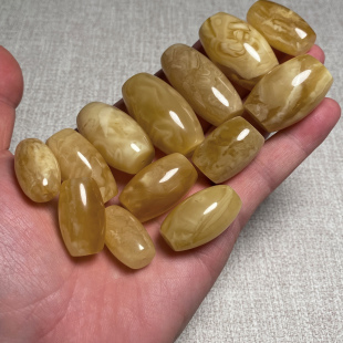 天然蜜蜡桶珠散珠，俄料蜜蜡天珠吊坠，妖孽纹蜜蜡单株配珠配饰。