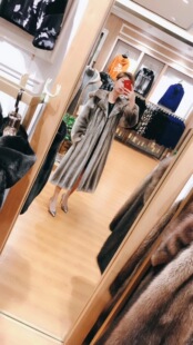 星辰貂皮大衣女美国进口整貂连帽原色水貂皮草本色裘皮外套