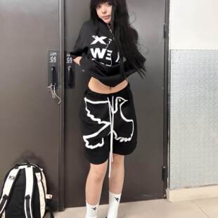 Vinkid(云梯)和平鸽纯棉短裤小众个性美式休闲潮流街头五分裤百搭