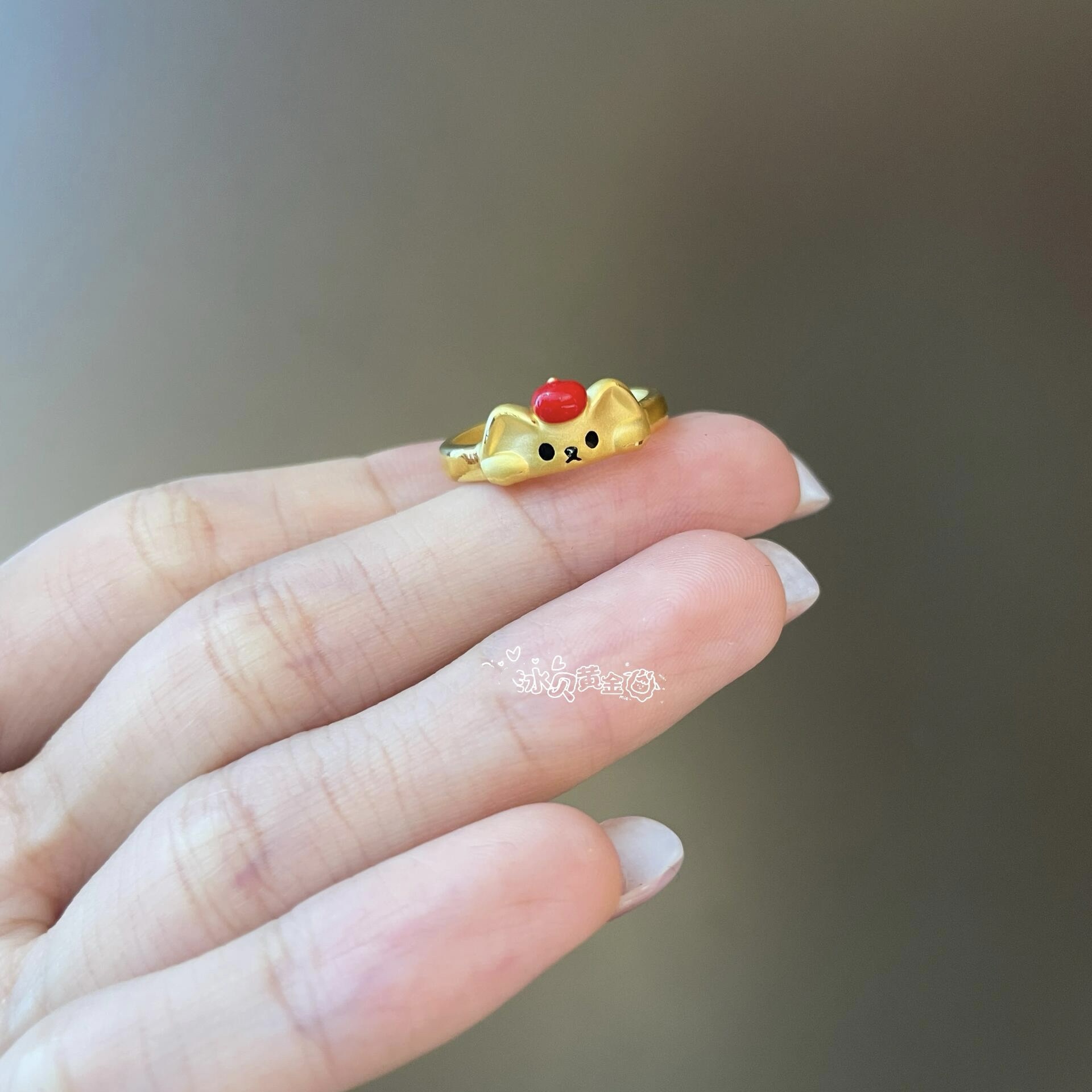 萌宠系列指环苹果宾狗黄金戒指足金999送女友老婆七夕情人节礼物