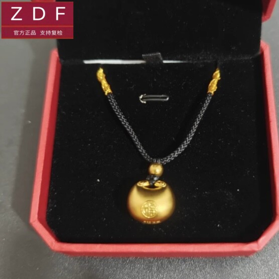 ZDF黄金籽大福小胖福项链999足金平安锁金坨送女友七夕情人节礼物
