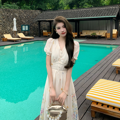 AMNANA法式气质短袖连衣裙