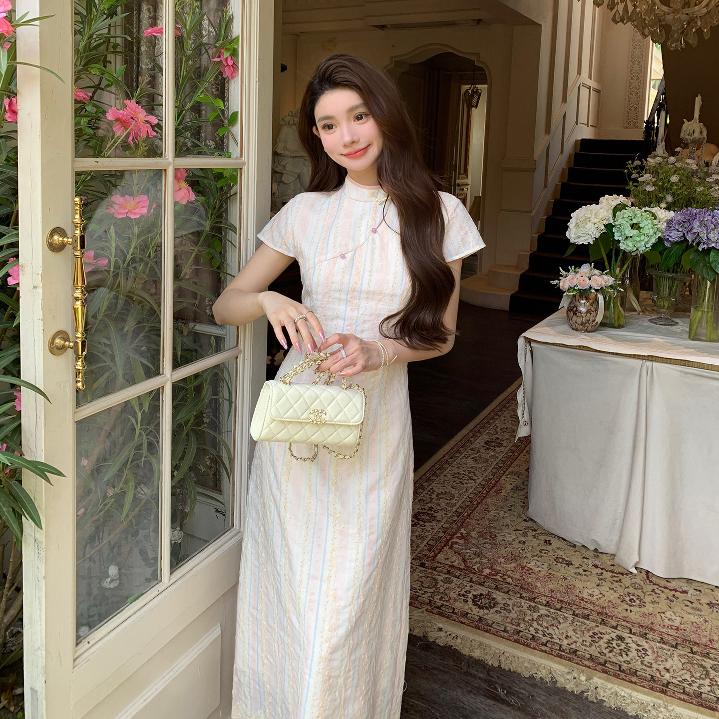 AM NANA新中式改良旗袍连衣裙女夏民国风少女旗袍日常可穿长裙子