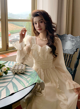 AM NANA法式温柔风气质连衣裙女漂亮初恋仙女裙收腰小个子长裙子