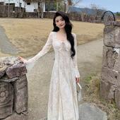 蕾丝长袖 NANA秋冬法式 连衣裙轻熟风内搭气质显瘦打底长裙子女