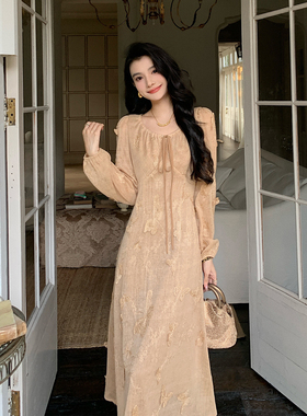 AM NANA法式气质修身连衣裙蕾丝绝美打底仙女裙收腰温柔风长裙子