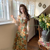 NANA法式 宫廷风气质连衣裙女茶歇复古裙打底内搭显瘦长裙子