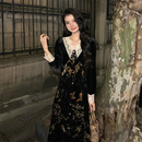 法式 高级感气质V领收腰女装 复古名媛风情万种丝绒连衣裙 NANA