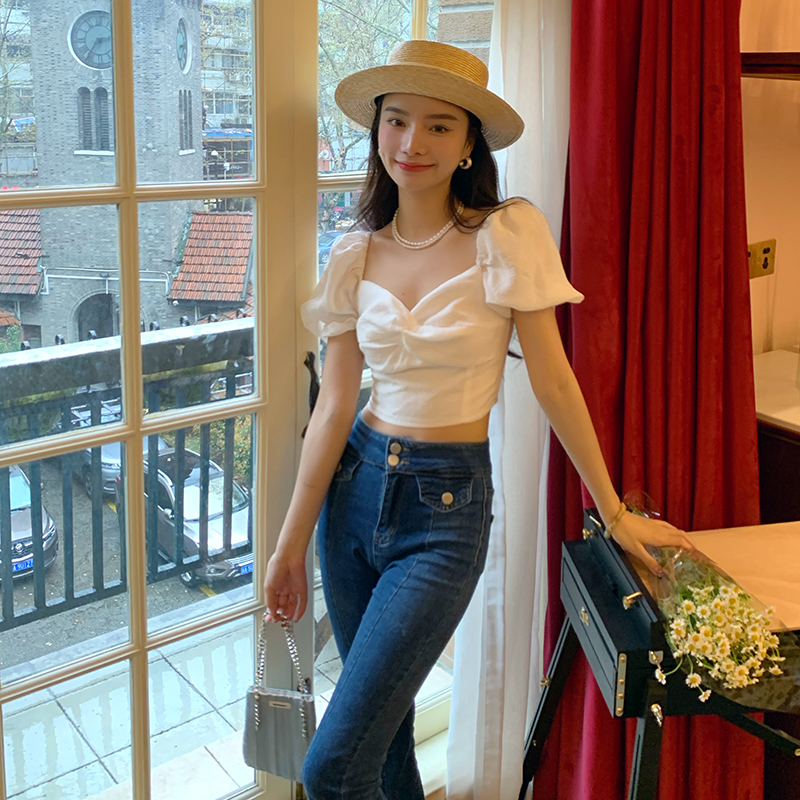 法式方领衣橱百搭王显瘦小上衣