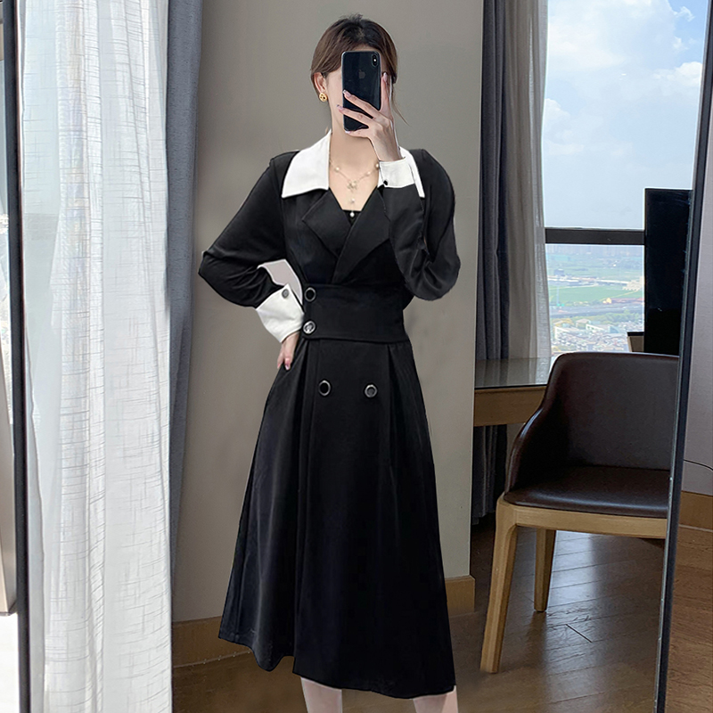 奢华高端赫本风连衣裙子2024新款女装优雅显瘦西装小黑裙1728