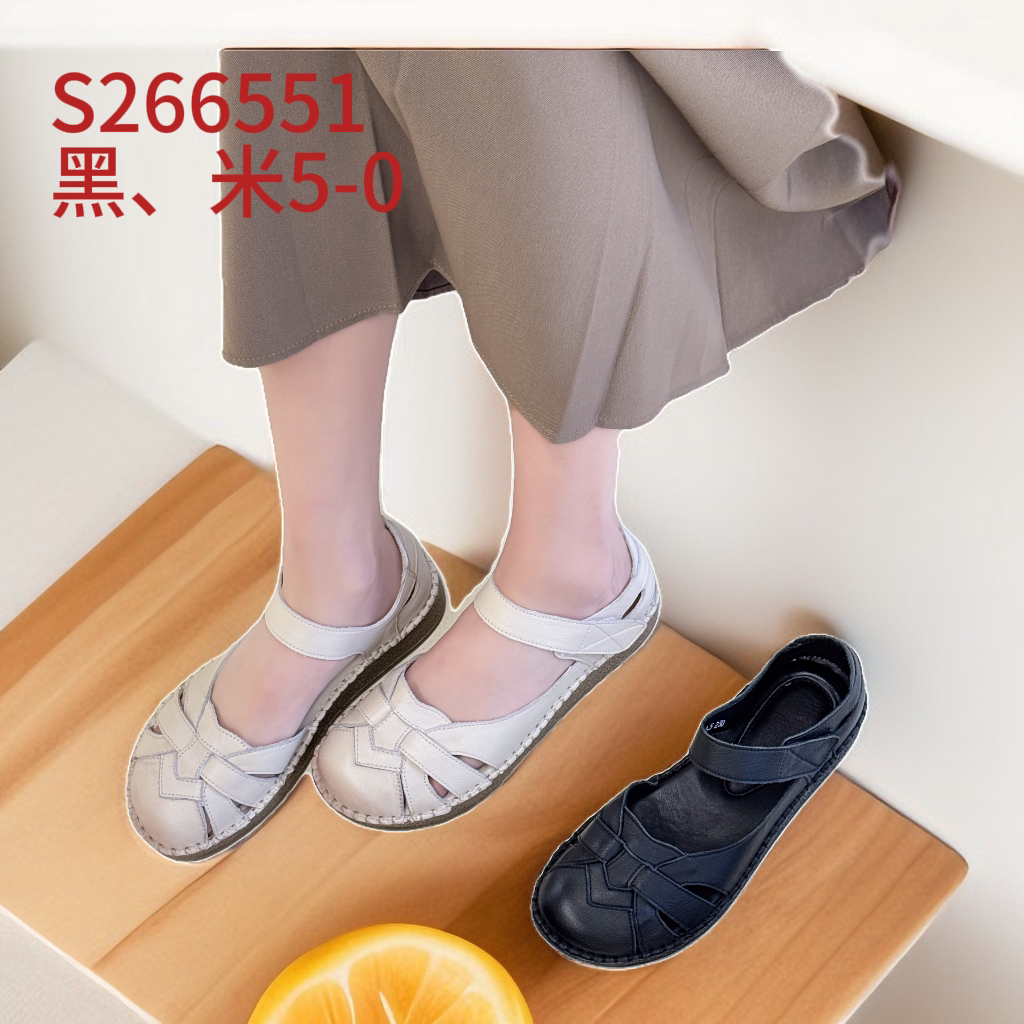 2025夏新款头层牛皮牛筋软底防滑透气休闲女鞋搭扣真皮凉鞋