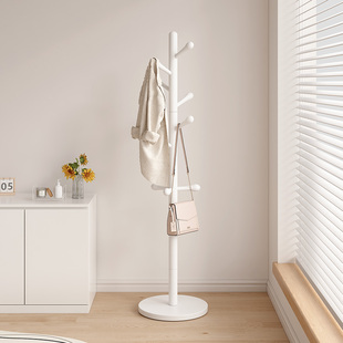白色室内落地挂衣架卧室不占空间晒衣架入户门客厅立式衣帽架实木