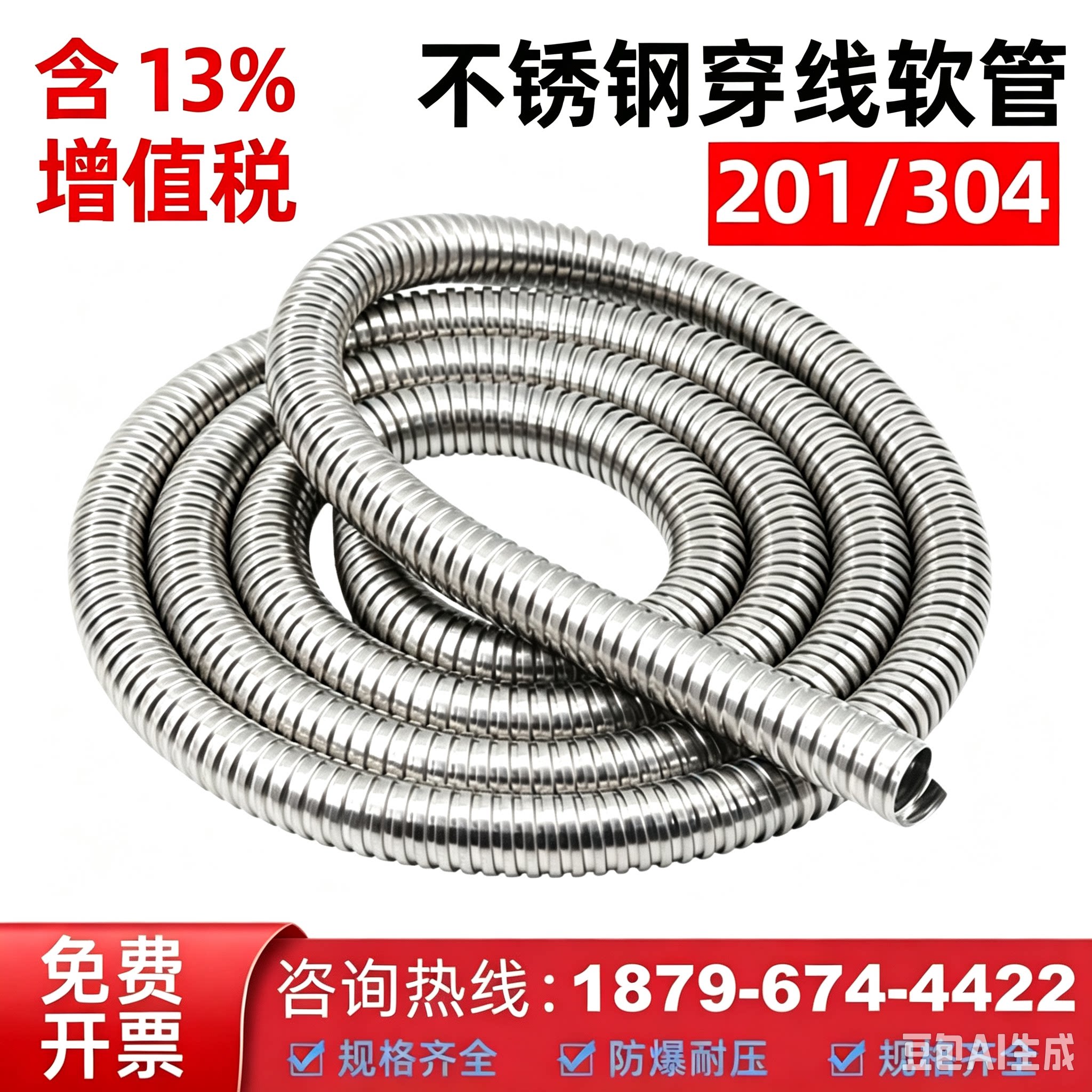304不锈钢穿线管金属软管波纹管图片