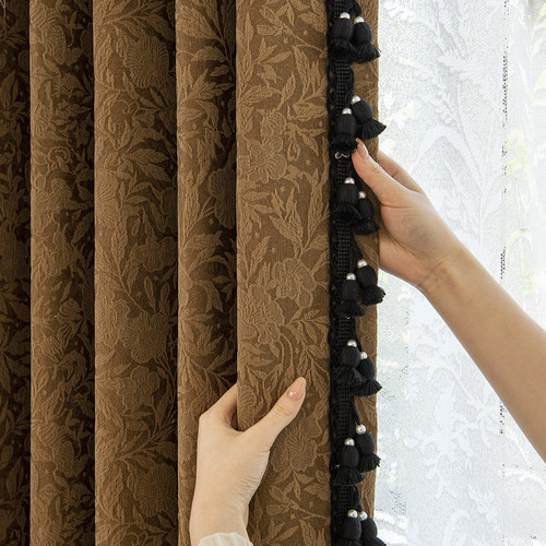窗帘花边立边黑色米色吊球辅料服装装饰高端帘头幔头穗子M-950