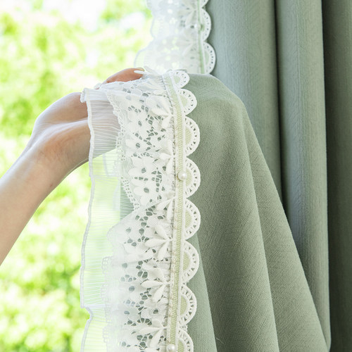 窗帘波浪小香风现代法式浪漫蕾丝花边白色窗纱帘卧室阳台M-957