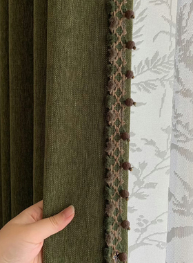 窗帘高端墨绿帘头幔头穗子中古风花边立边花朵珠吊穗辅料M-974