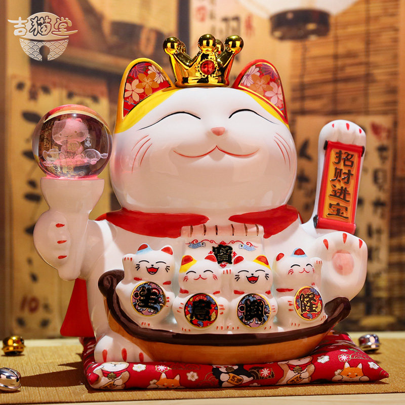 速发招财猫摇手摆件店前开业铺台送礼家居创意礼光发物自动招手发