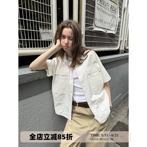 UNRETRO多口袋工装叠穿外穿衬衫