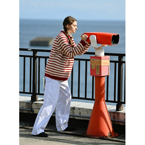 Зимняя японская школьная юбка, трикотажный красный свитер, увеличенная толщина, круглый воротник