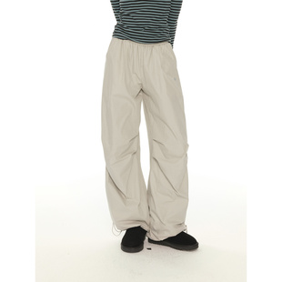 裤 UNRETRO 抽绳腰头低腰美式 休闲工装 女早春宽松加绒阔腿运动裤
