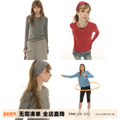 UNRETRO 内搭T恤上衣 女灰色长袖 多种穿法 双面穿复古波点打底衫