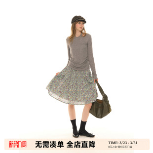 UNRETRO复古全棉高腰彩色波点半身裙女小个子甜酷少女宽松A字伞裙