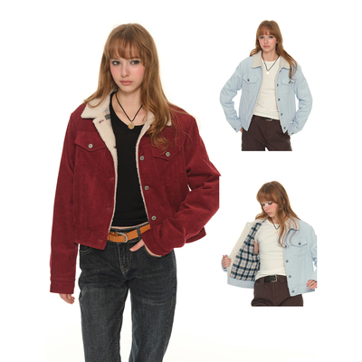 UNRETRO灯芯绒翻领短款工装外套