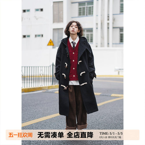 牛角扣大衣女小个子毛呢外套
