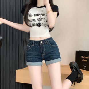 2026夏季薄款显高显瘦大码胖妹妹重工烫钻丰胯牛仔短裤女辣妹热裤