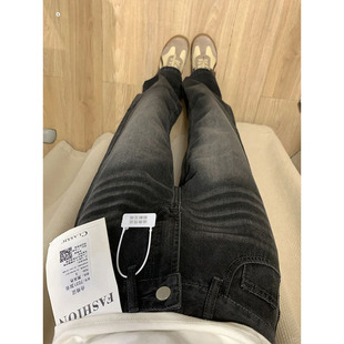 黑灰色直筒牛仔裤女款大码胖mm显瘦春季裤子2026新款小个子阔腿裤