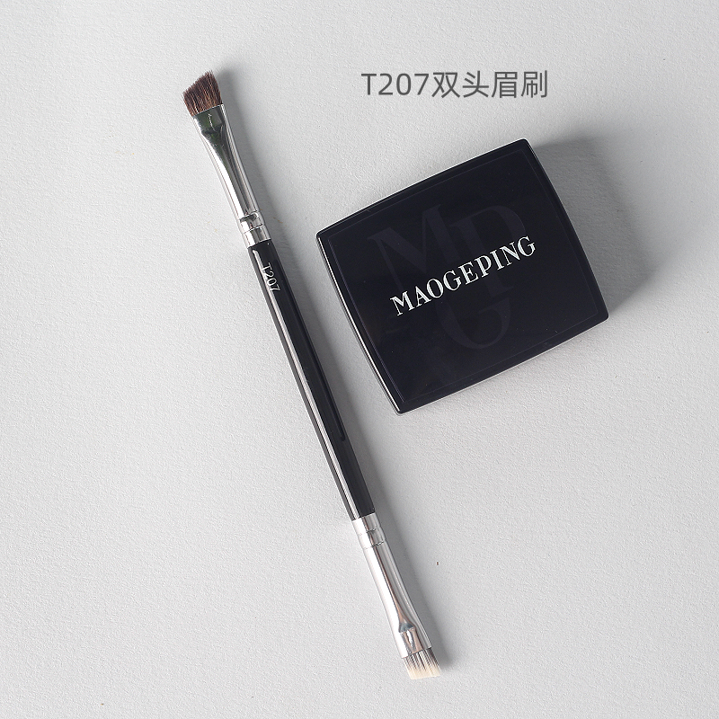 高品！毛老师眉刷t207双头斜角眉刷硬毛勾勒软毛眉粉一刷两用