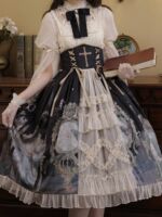 Butterfly in the Sky Original Lolita Elegant CLA shirt +SK skirt Retro elegant lace Lolita set thumbnail 5