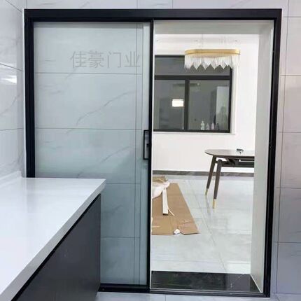 上海厕所卫生间单扇极窄边吊轨推拉门单轨移门钛镁合金厨房玻璃门