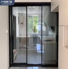 完美系统吊轨三联动极窄边推拉门厨房移门卫生间阳台玻璃隔断上海