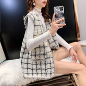 小香风针织马甲背心外套女2025春季 新款 仿貂绒坎肩百搭马夹外穿潮