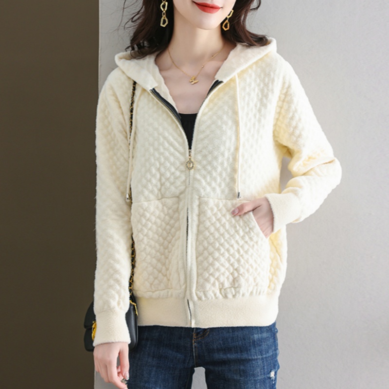 连帽短款外套女针织拉链开衫上衣