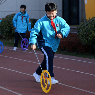 儿童滚铁环滚铁圈怀旧玩具小学生趣味加粗推环圈感统风火轮幼儿园