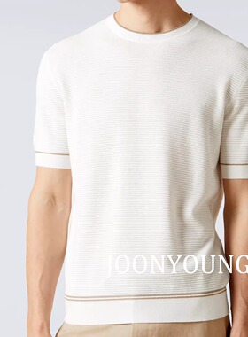 JOONYOUNG 难得一遇的品质 桑蚕丝棉麻 很透气很舒服 圆领短袖T恤