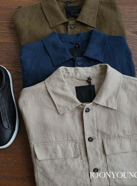 原698 享受松弛感 OASI LINO老钱风 ~纯色100%亚麻布衬衫外套